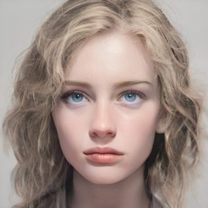 An image of a teenage girl with blonde hair and blue eyes.